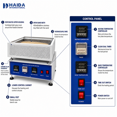 HAIDA Voetwerk Warmte-isolatietester Volledige Schoen Thermische Isolatie Testmachine ISO 20344 5.12 Schoen Testapparatuur