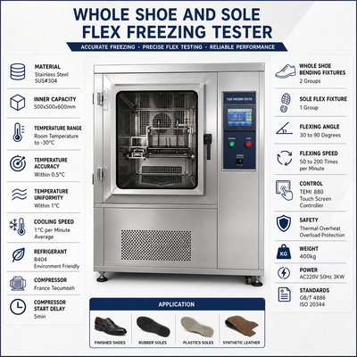 HAIDA Volledige Schoen en Zool Flex Vriestester Lage Temperatuur Flex Testmachine GB ISO 20344 Standaard Apparatuur